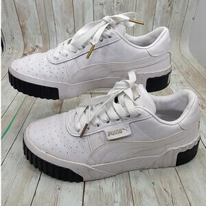 PUMA Cali Women's White Black Leather Low Top Cushioned Sneakers Size. 7.5